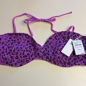 Good American Purple Leopard Print Bikini Top Size 4/5X